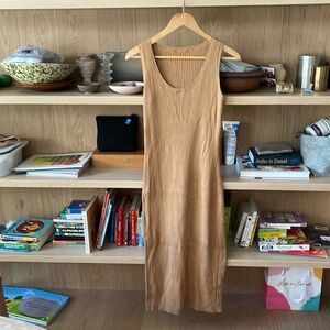 Emma Knudsen camel ribbed body con dress size small